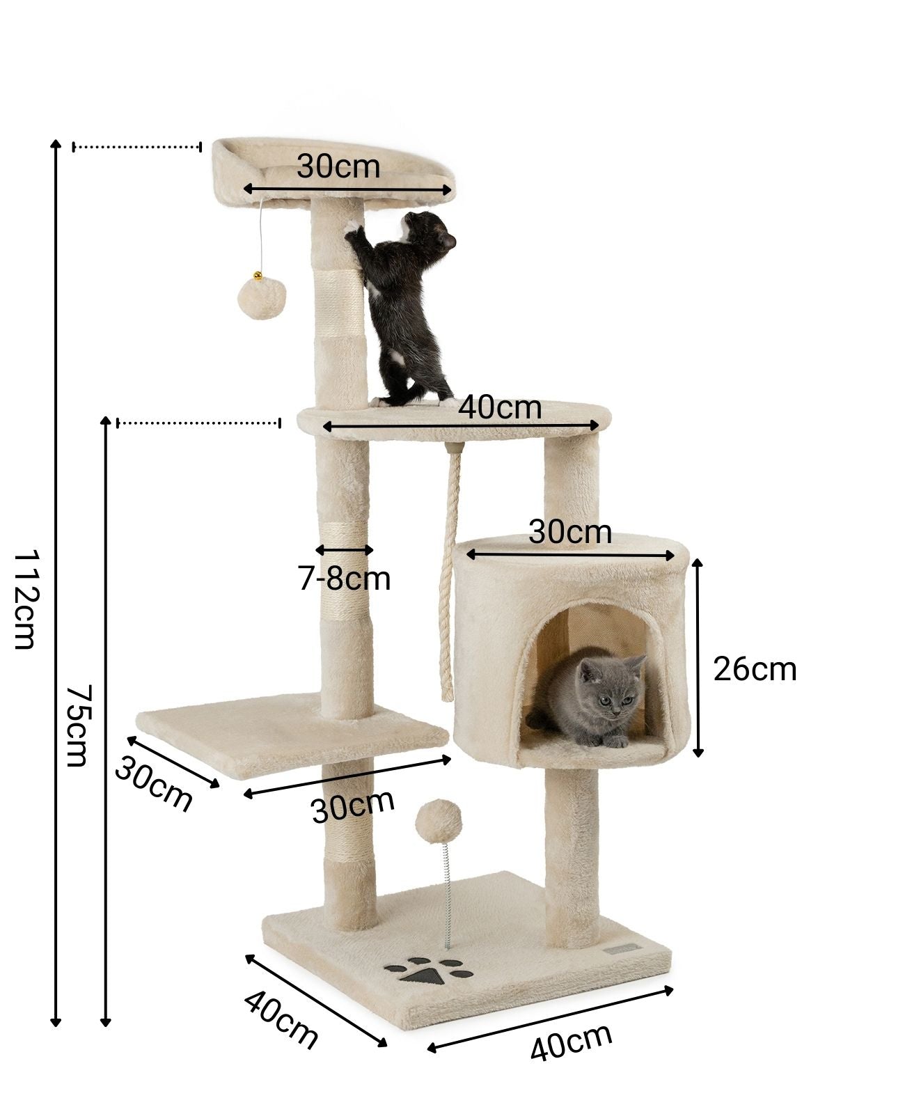Altura del árbol para gatos 112 cm