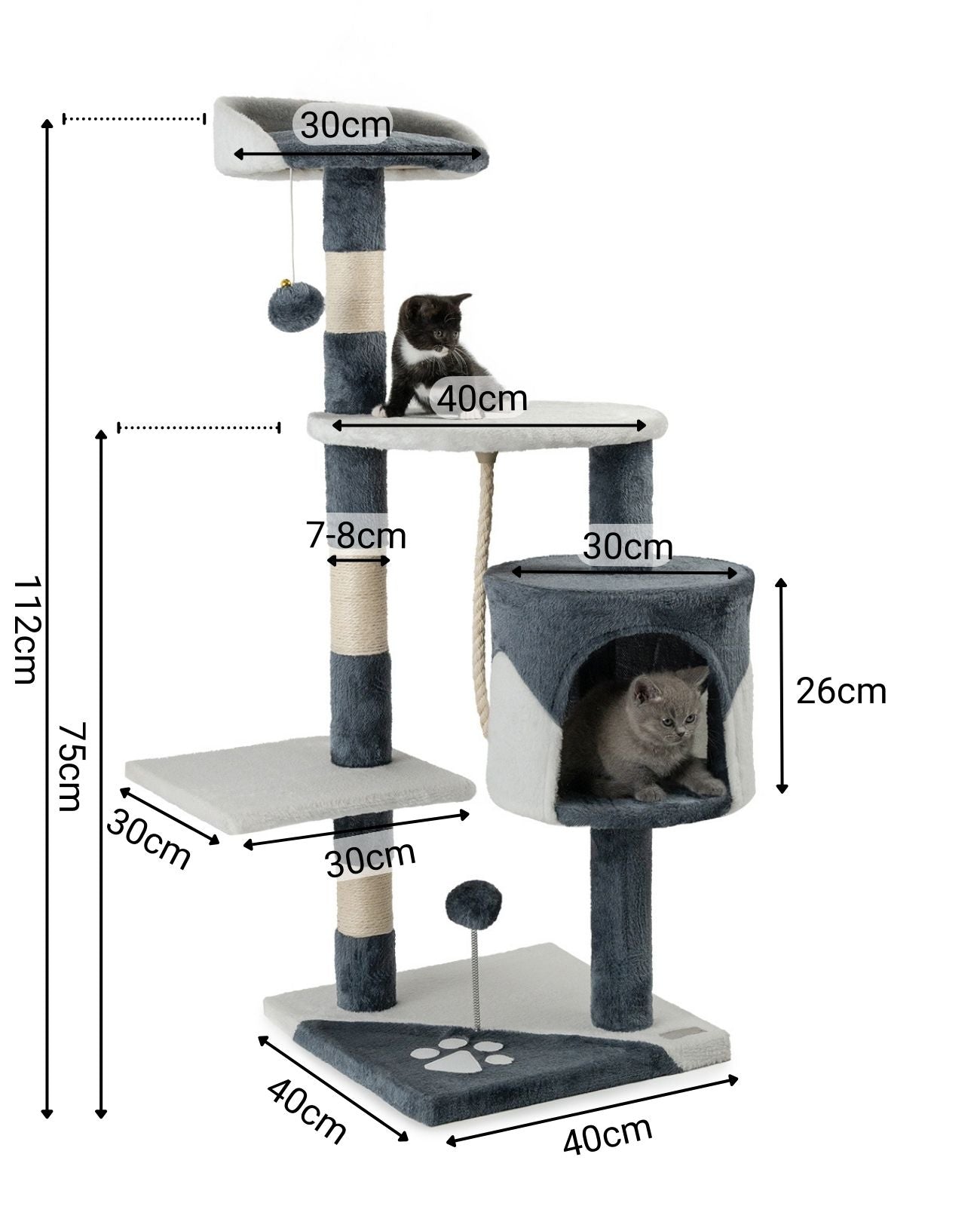 Altura del árbol para gatos 112 cm