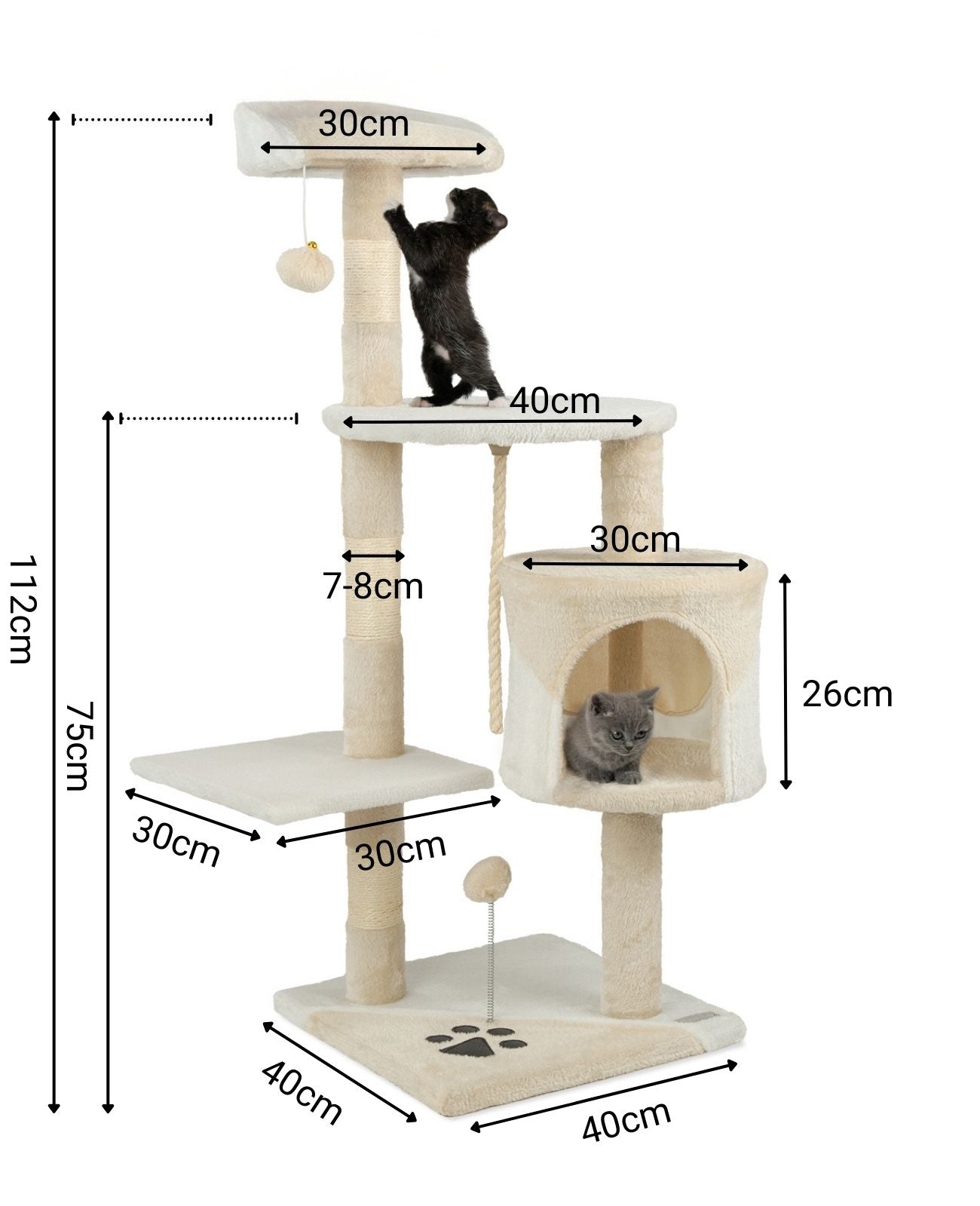 Altura del árbol para gatos 112 cm
