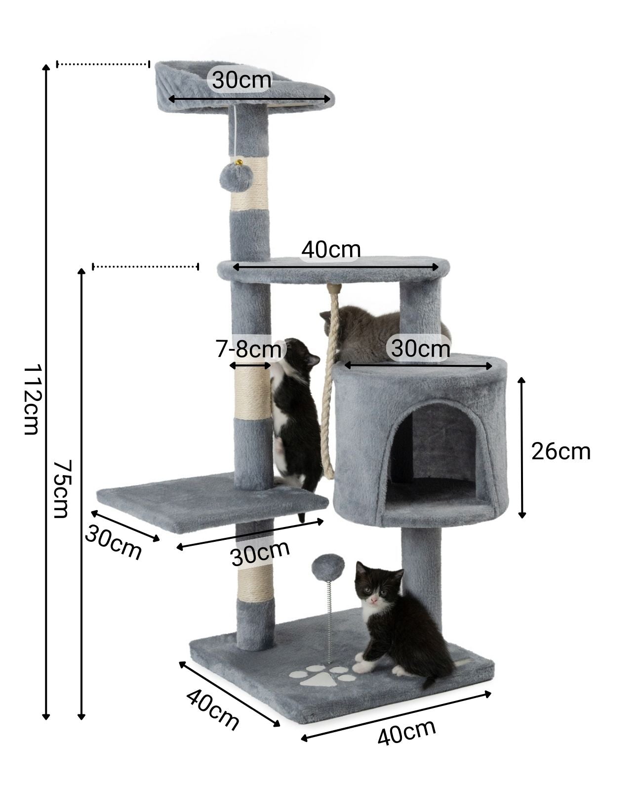 Altura del árbol para gatos 112 cm