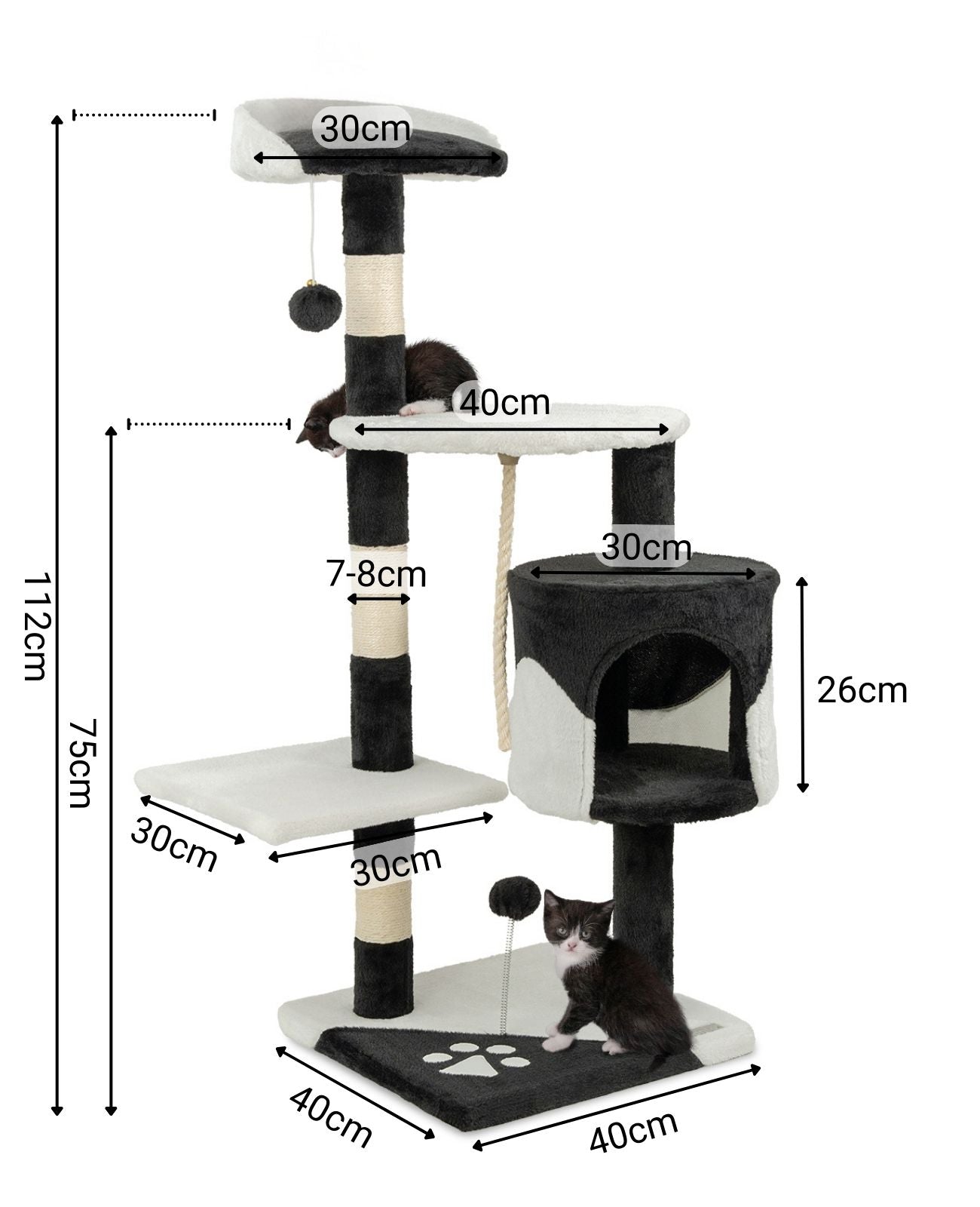 Altura del árbol para gatos 112 cm