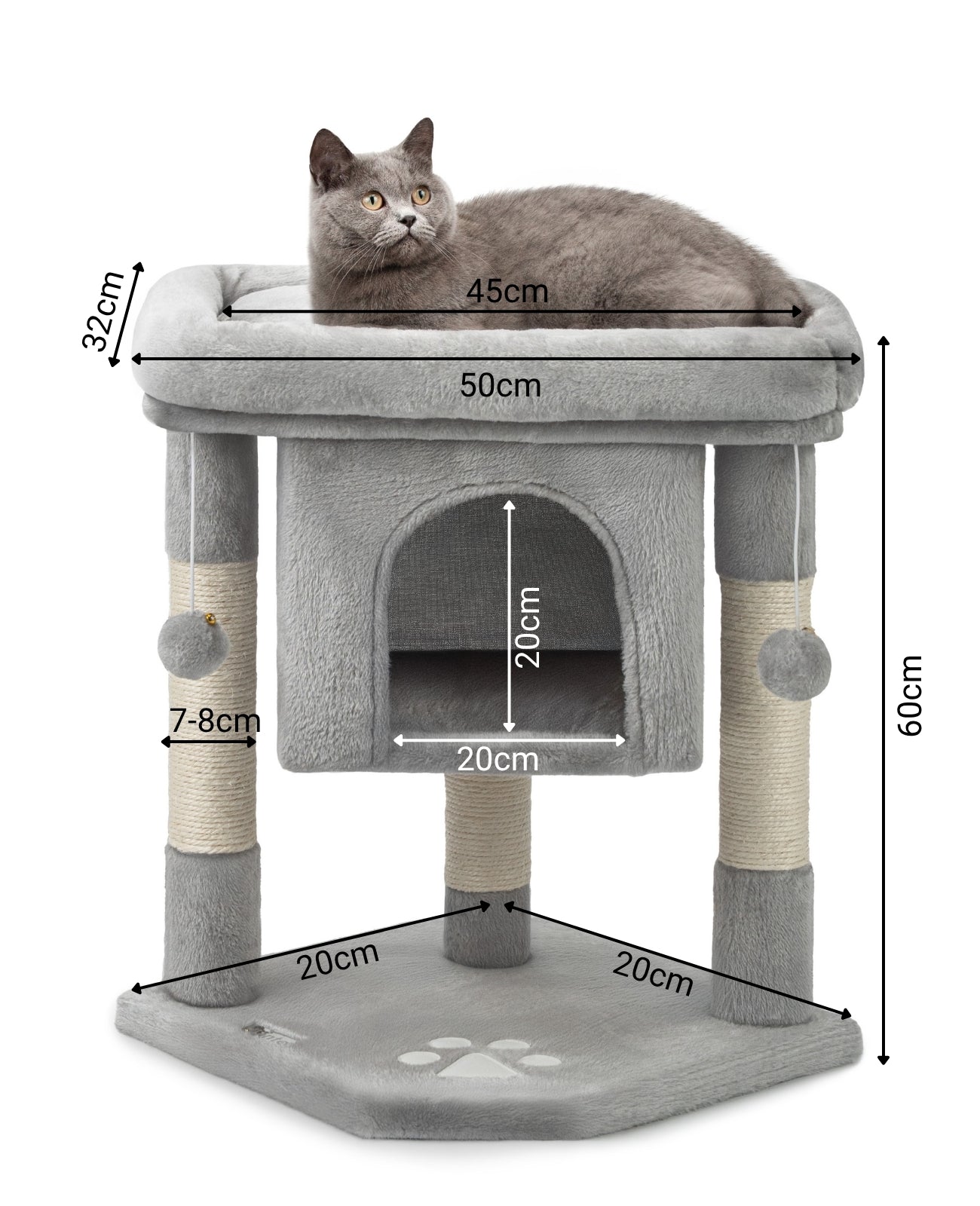 Poste rascador para gatos, 60 cm