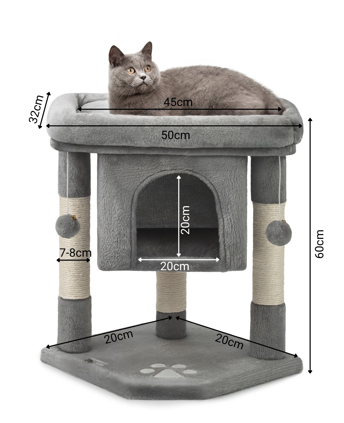 Poste rascador para gatos, 60 cm