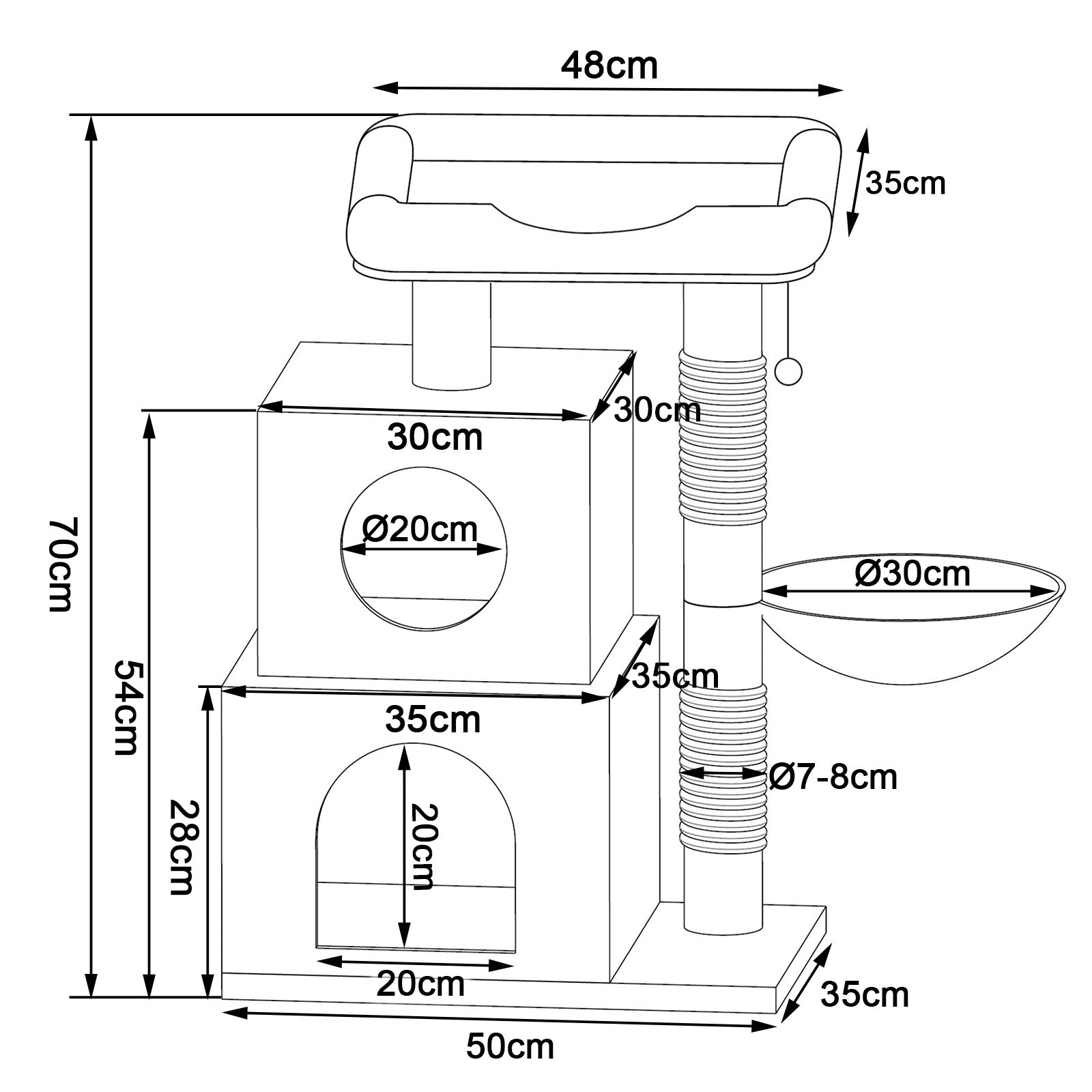 Poste rascador para gatos, 70 cm