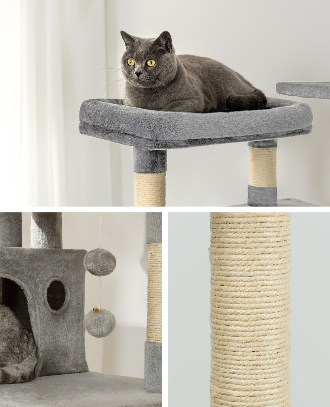 Poste rascador para gatos, 140 cm