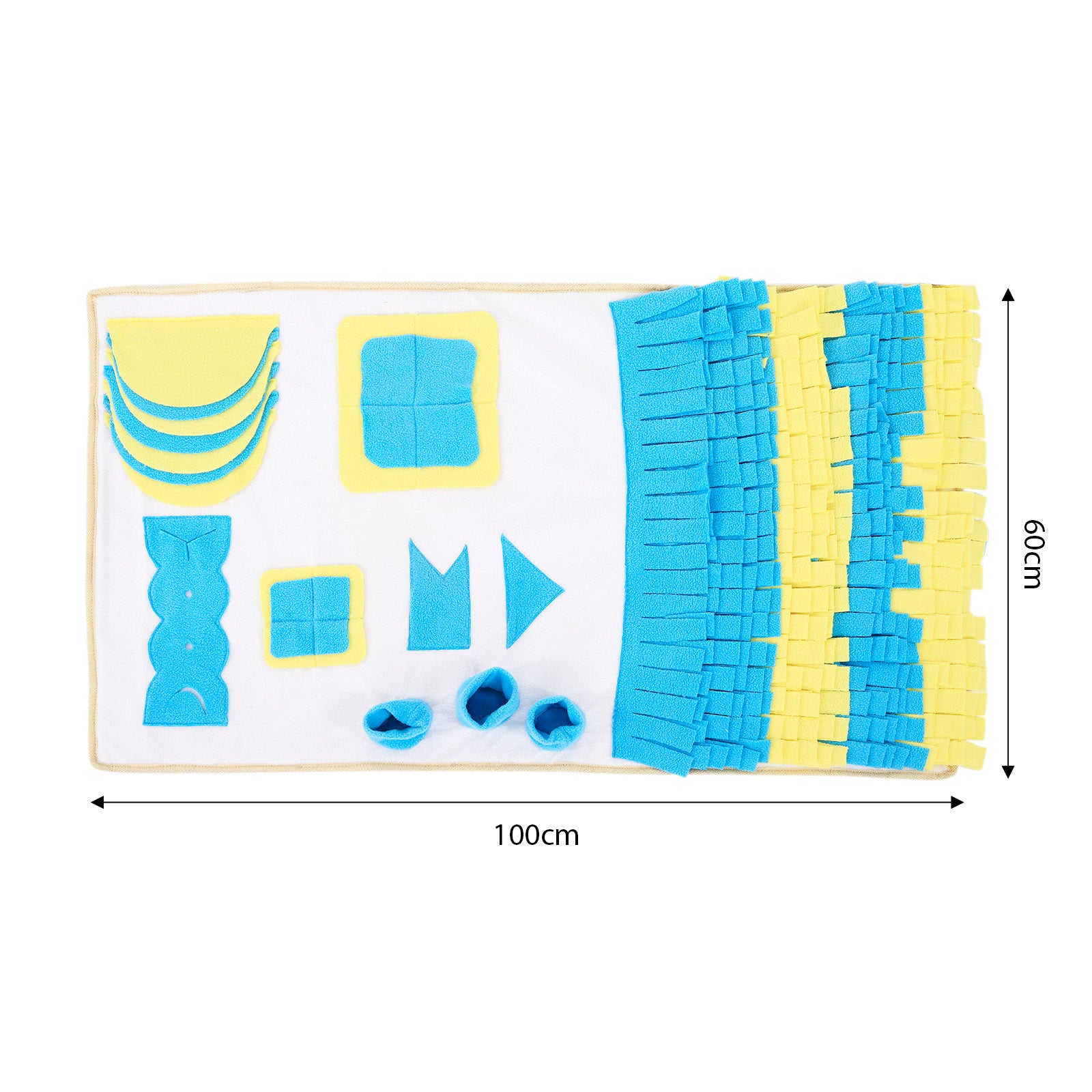 detaillierte Angaben aller Maße anhand des Schnüffelteppichs