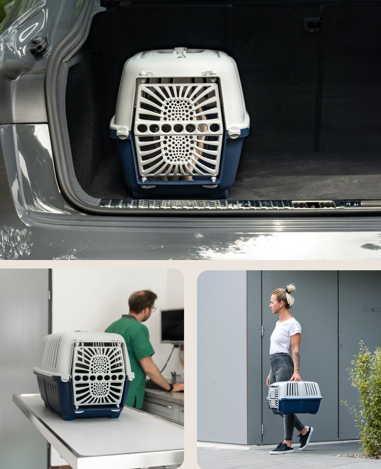 Caja de transporte para gatos de plástico