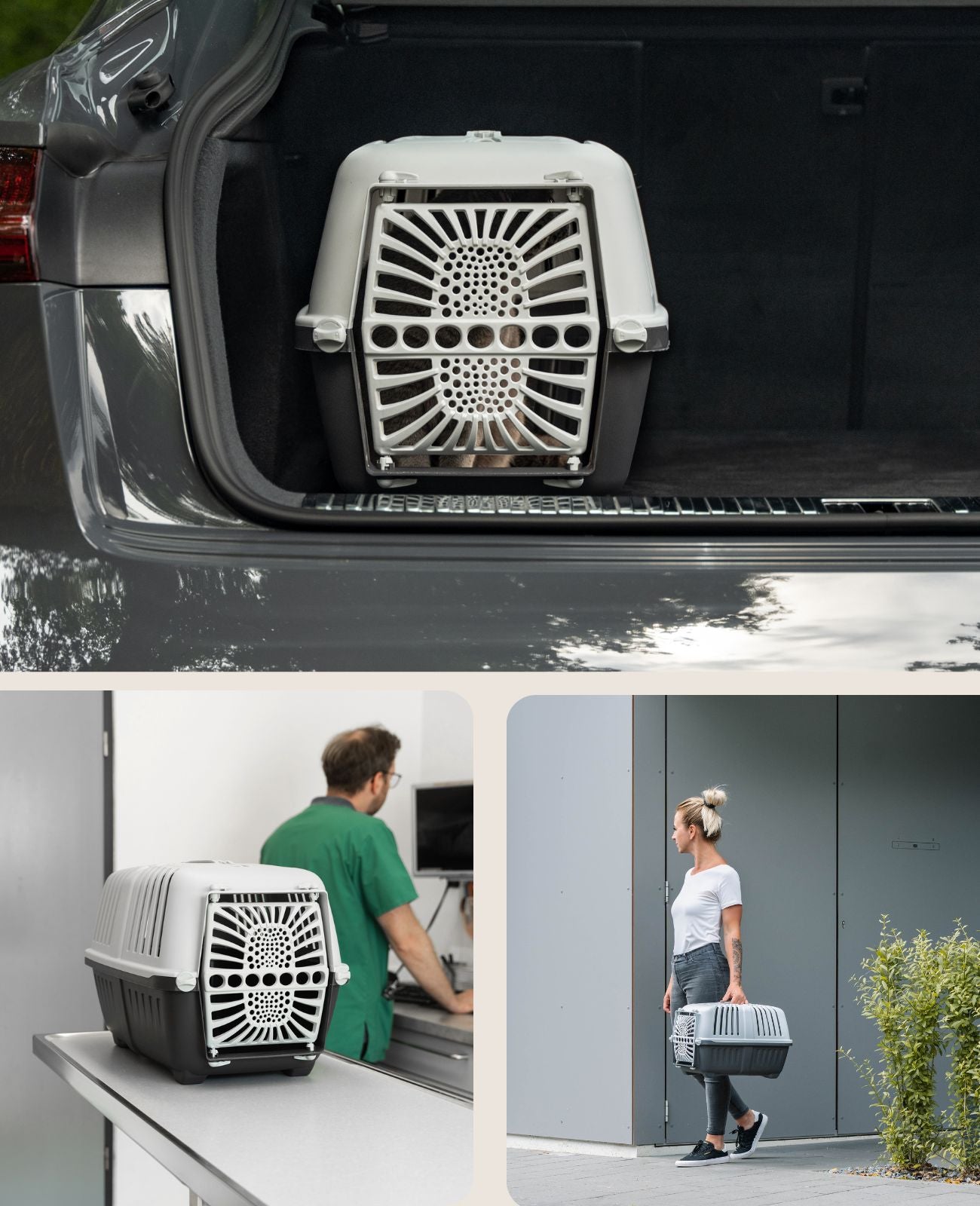 Caja de transporte para gatos de plástico