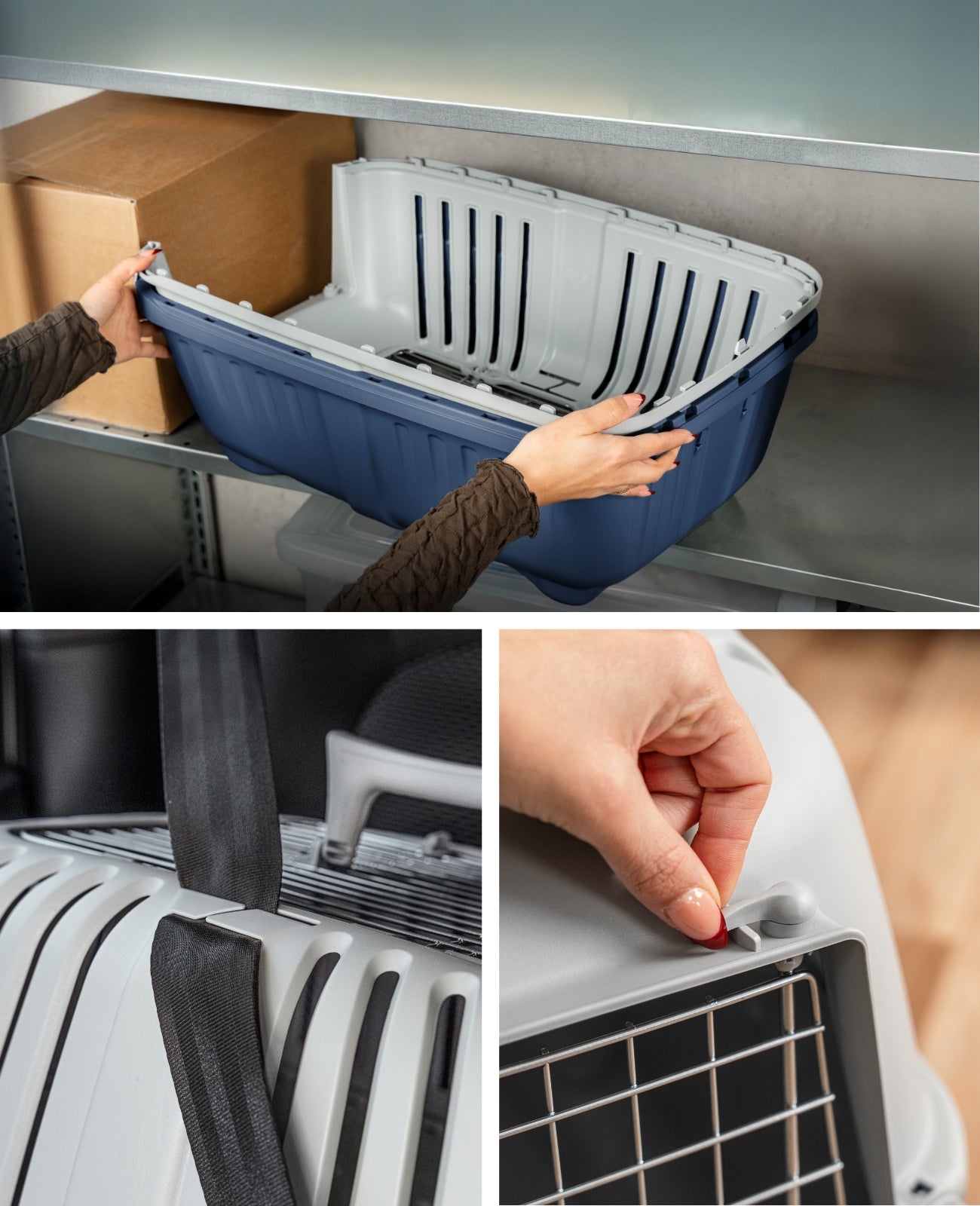 lionto Transportín para gatos con puerta y apertura metálica – 58,5x35,5x40 cm