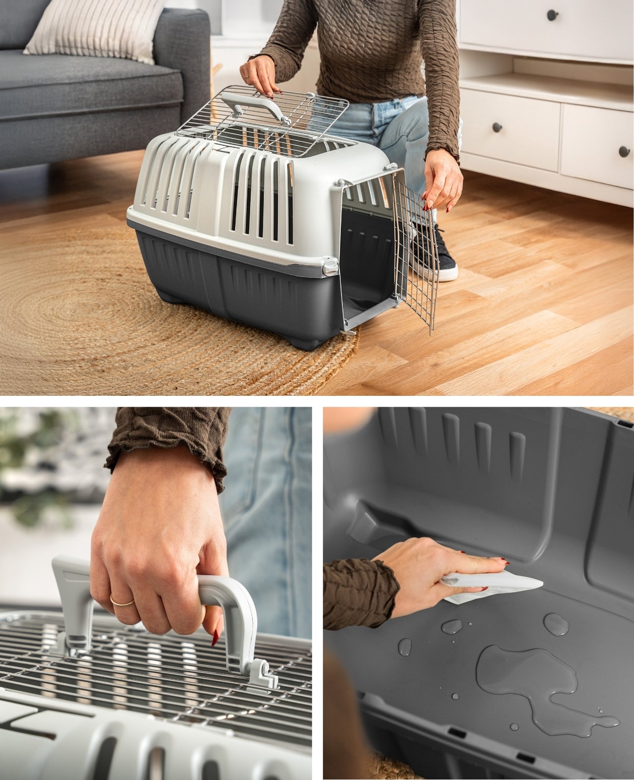 lionto Caja de transporte con puerta metálica, 58,5x35,5x40 cm
