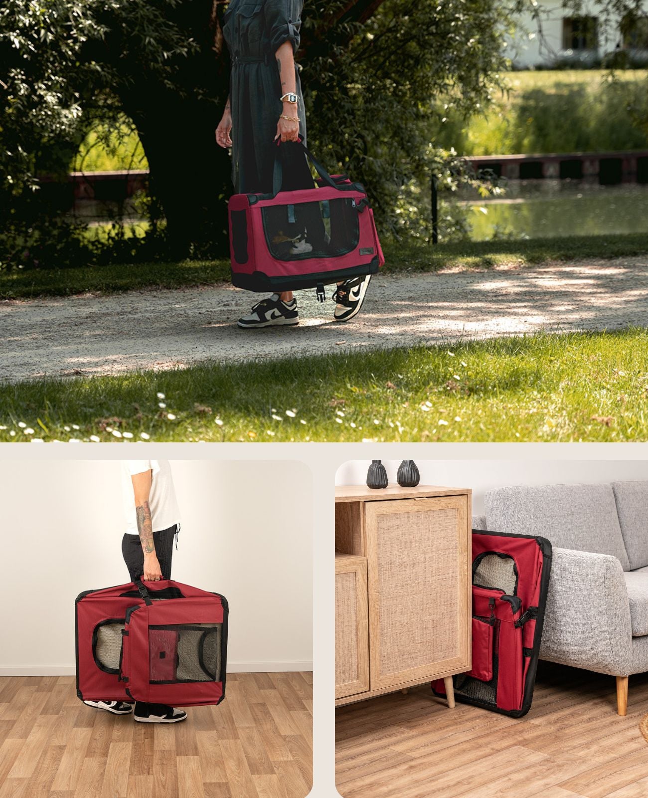 Caja de transporte para gatos plegable