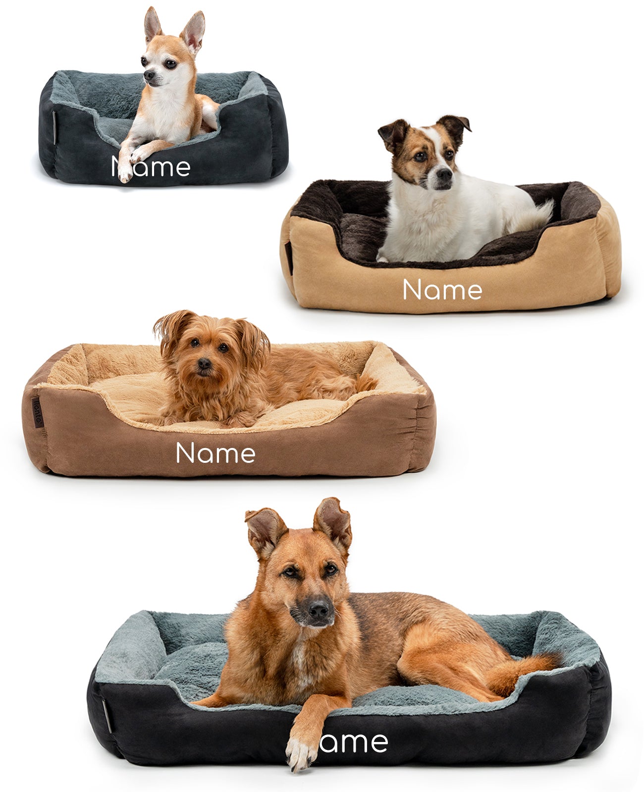 Cama para mascotas personalizada con cojín reversible