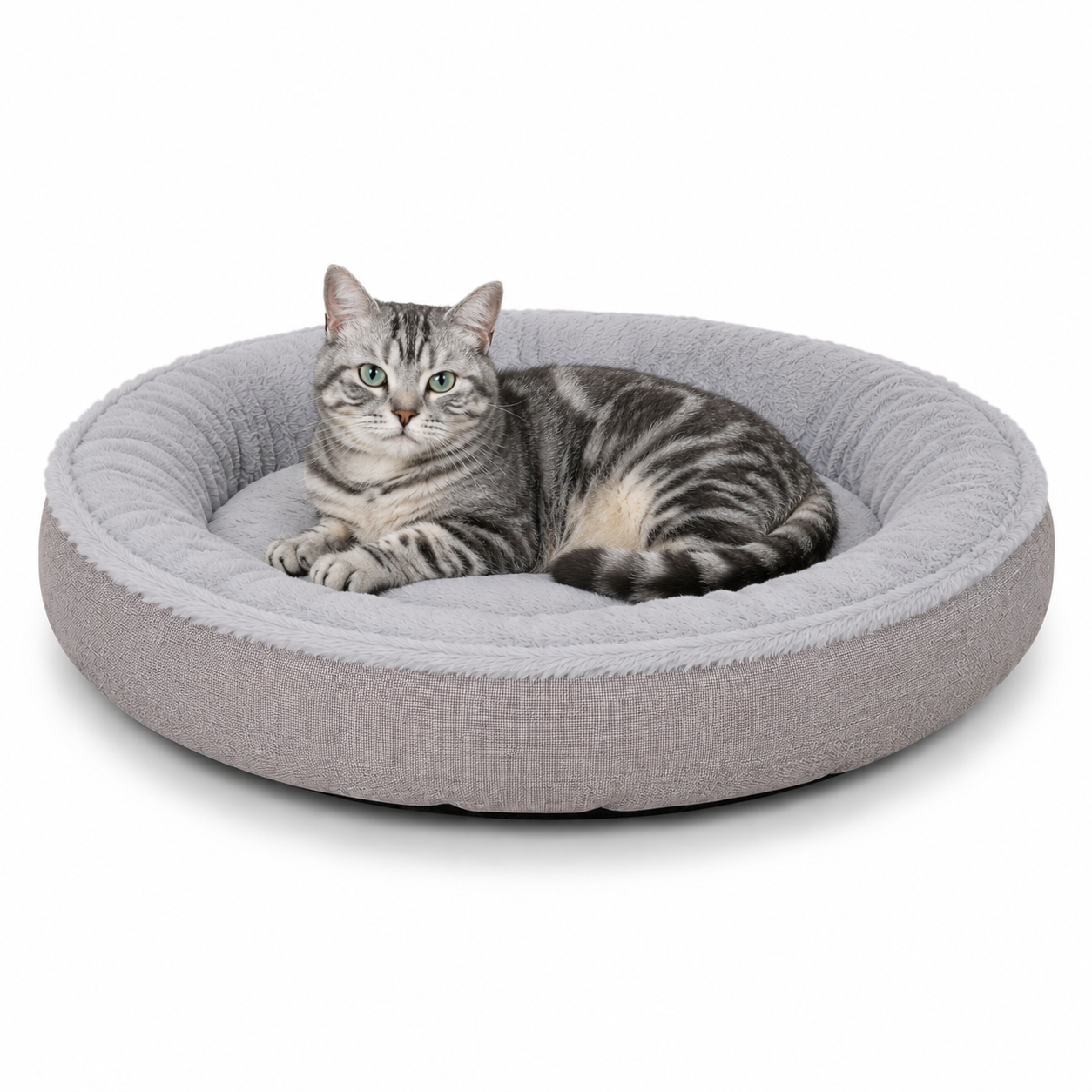 Cama para gatos con forma de donut de felpa