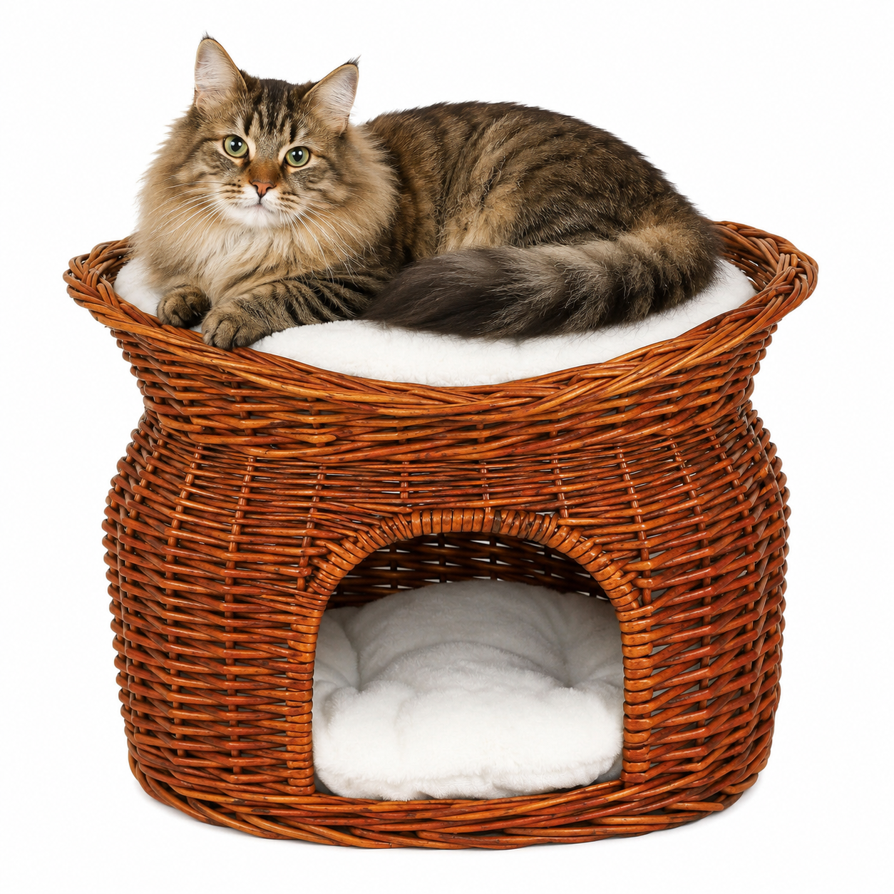 Cesta de mimbre para gatos