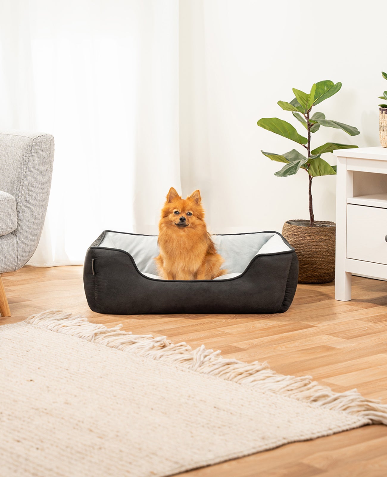 Cama para perros 2 en 1 con aspecto de ante