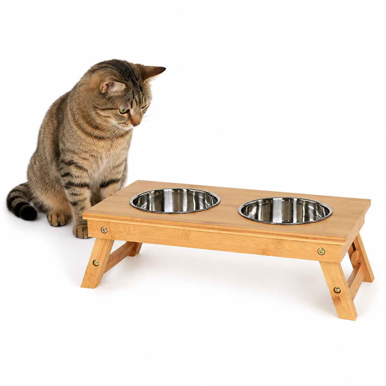 Comedero de bambú para gatos