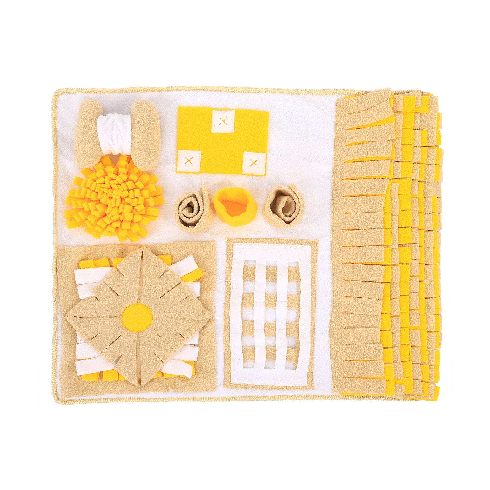 Schnüffelteppich für Hunde mit Anti-Rutsch-Boden in gelb/beige